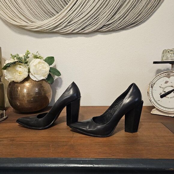 Zoe Wittner Design "The Lover" Chunky Bock Leather Heels Sz 37 (US-6.5) - Picture 3 of 10